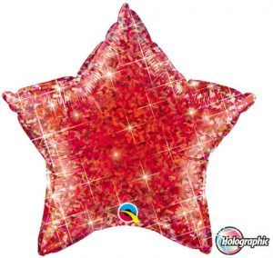 20 "/ 51cm Holographic Solid Color Star Jewel Red Qualatex # 41280