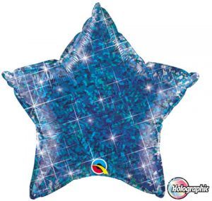 20 "/ 51cm Holographic Solid Color Star Jewel Blue Qualatex # 41284