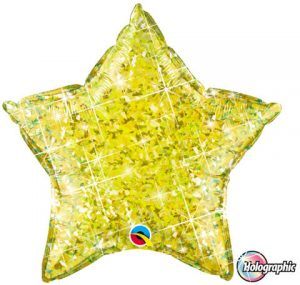 20 "/ 51cm Holographic Solid Color Star Jewel Yellow Qualatex # 41292