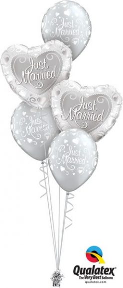 Bukiet 558 Just Married Hearts Qualatex #15816-2 19136-3