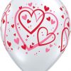 11" / 28cm Red & Pink Pattern Hearts Diamond Clear Qualatex #40295-1