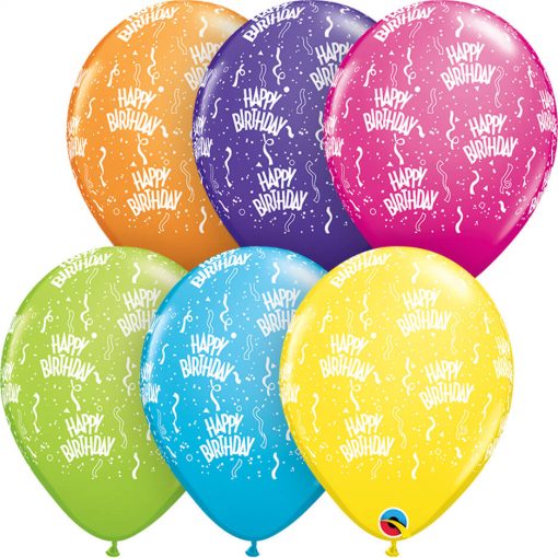 11" / 28cm Birthday-A-Round Tropical Asst Qualatex #45268-1