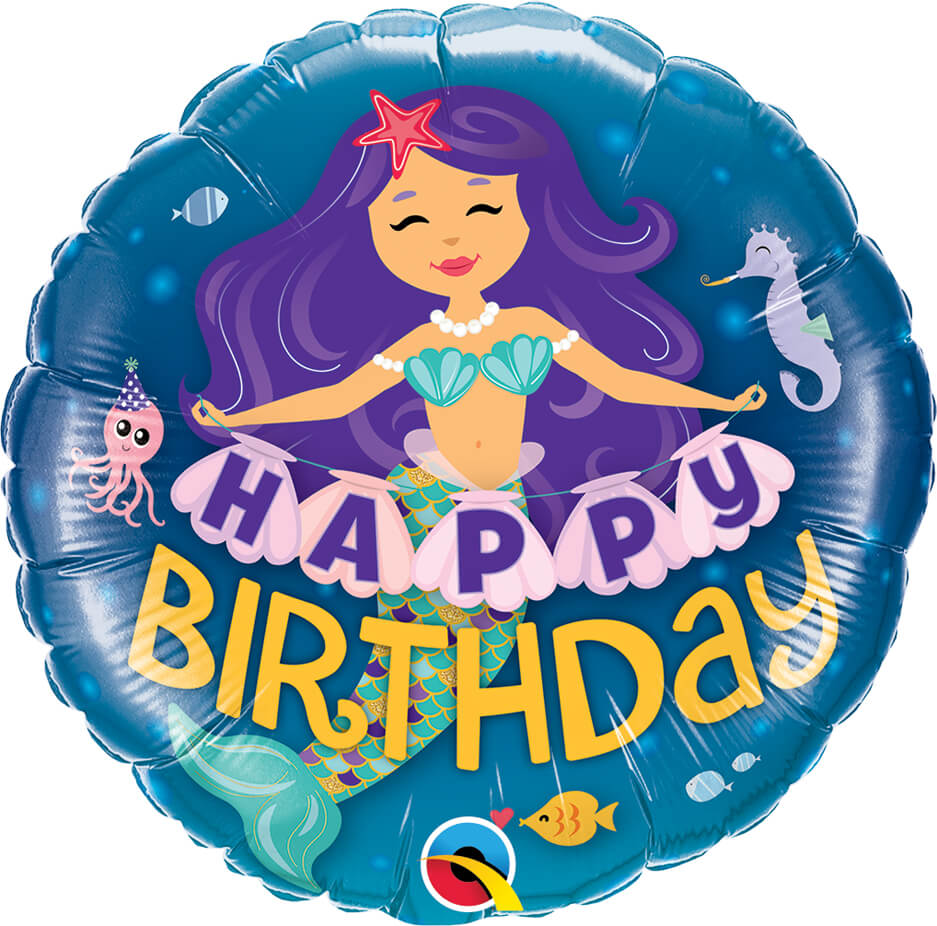 18″ / 46cm Happy Birthday Mermaid Qualatex #57799