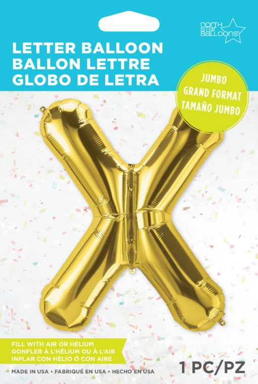 34" / 86cm Gold Letter X North Star Balloons #59958