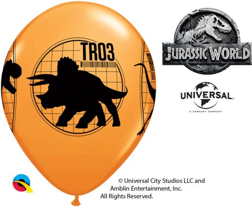 11" / 28cm Jurassic World: Fallen Kingdom Asst of Red, Yellow, Orange Qualatex #80790-1