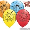 11" / 28cm Winnie The Pooh Characters Asst of Red, Pale Blue, Yellow, Orange Qualatex #18710-1