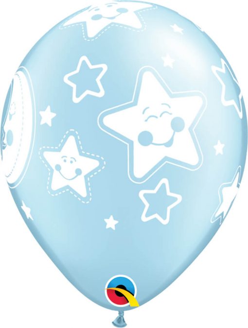 11" / 28cm Baby Moon & Stars Pearl Light Blue Qualatex #24941-1