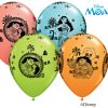 11" / 28cm Disney Moana & Maui Asst of Coral, Lime Green, Caribbean Blue, Orange Qualatex #48724-1