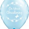 11" / 28cm 6szt Christening Butterflies Pearl Light Blue Qualatex #57176