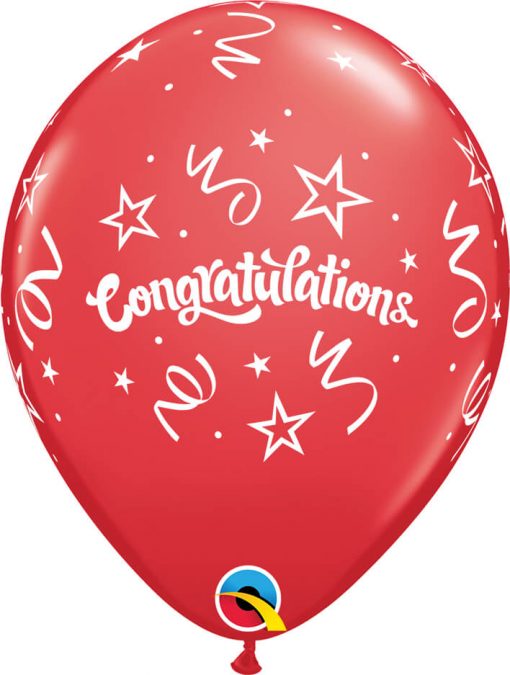 11" / 28cm Congratulations Streamers Carnival Asst Qualatex #57184-1