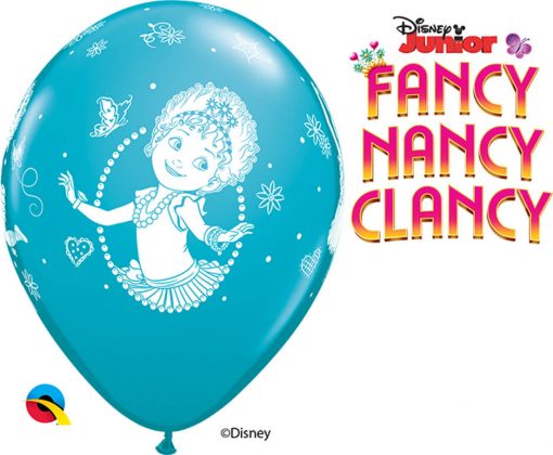 11" / 28cm Disney Fancy Nancy Clancy Asst of Wild Berry, Tropical Teal, Goldenrod Qualatex #92723-1