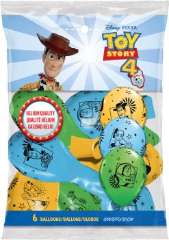 12" / 30cm 6szt Disney•Pixar Toy Story 4 Asst of Pale Blue, Spring Green, Goldenrod Qualatex #96644