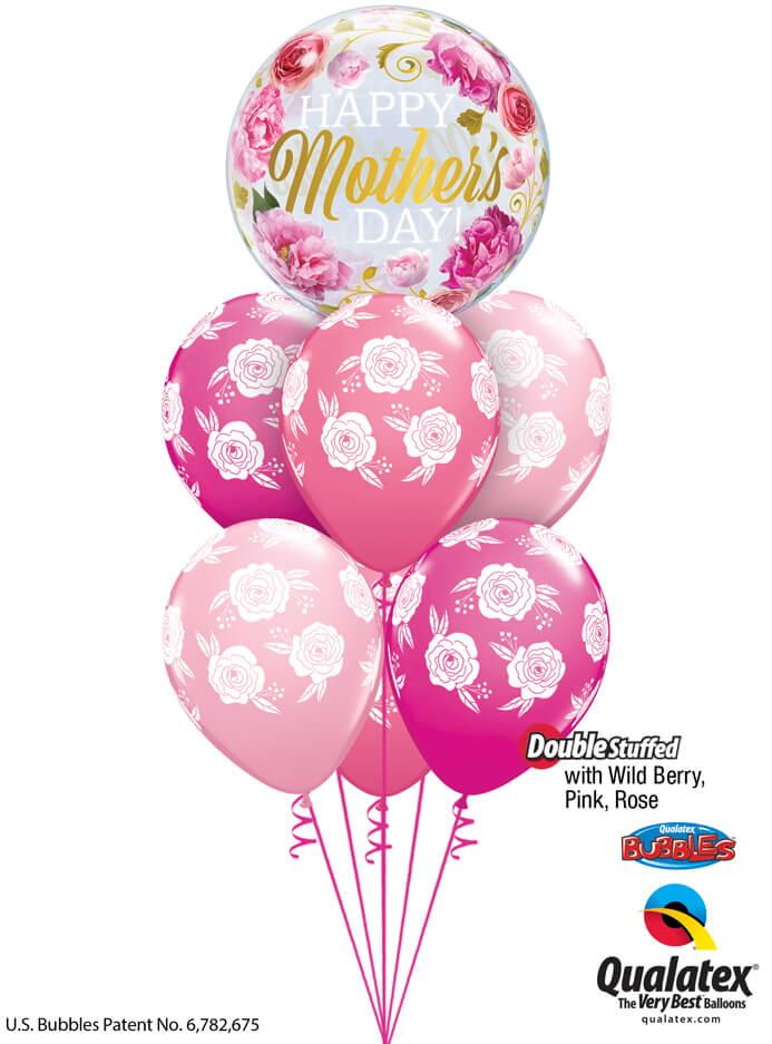 Bukiet 915 Wild Berry, Pink, & Rose Mother's Day Blossoms Qualatex #82541 85640-6 43783-6