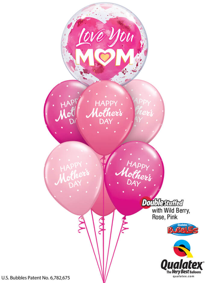 Bukiet 904 Big Heart Mother's Day Qualatex #82542 85704-6 43791-2 43766-2 25572-2