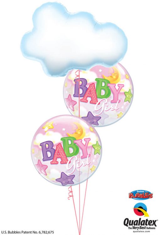 Bukiet 1215 Baby Girl Clouds, Stars, & Moon Qualatex #78553 23598-2