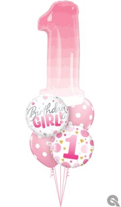 Bukiet 1744 Pink and polka dot party! Qualatex #13260 18877 23120 54138-2