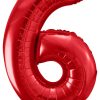 34" / 86cm Balon foliowy Cyfra ''6'' czerwony PartyDeco #FB1M-6-007