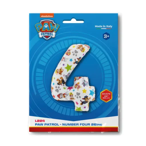 26" / 52x72cm Balon foliowy Cyfra ''4'' Psi Patrol / Paw Patrol - Number Four Grabo #L224